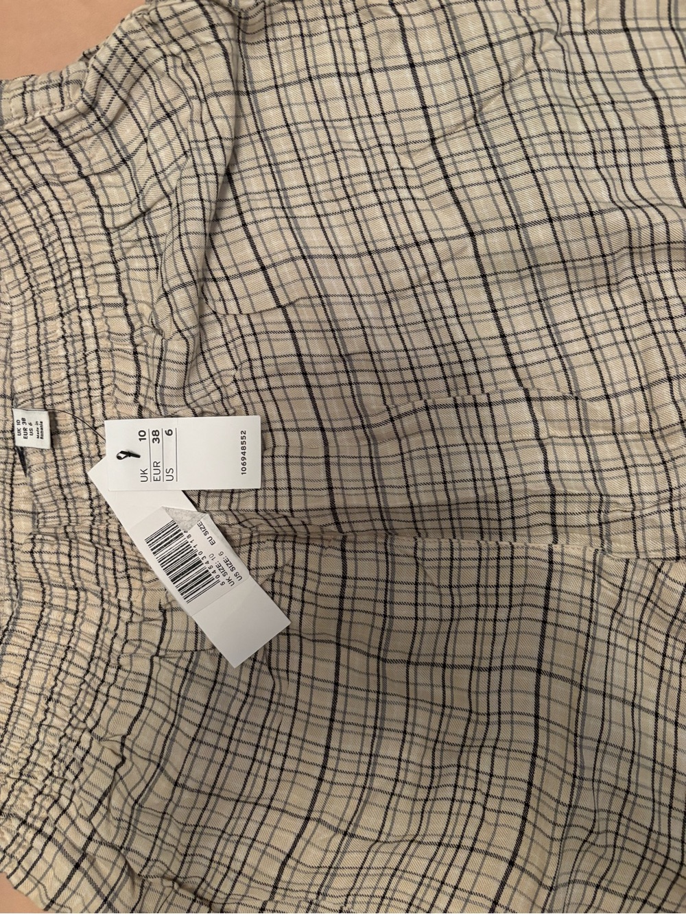 Topshop Beige Skirt with Navy Windowpane Plaid